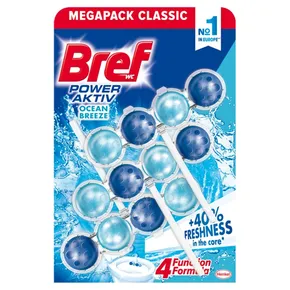 Bref Power Aktiv 4 Formula Ocean Breeze WC-blokk a higiénikus tisztaságért és frissességért 3 x 50 g